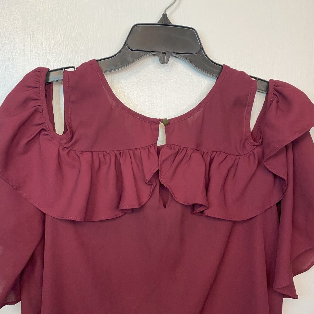 Takara Burgundy over the shoulder blouse - Picture 10 of 12